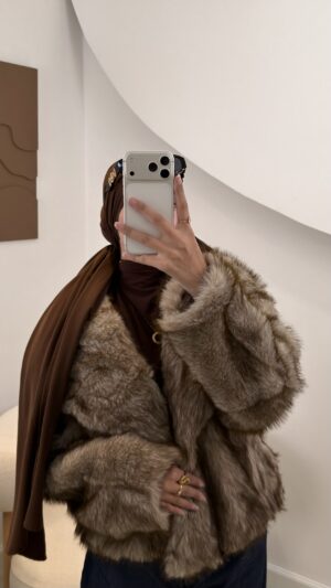 VEST FOURRURE BLANC TACHES MARRON
