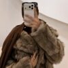 VEST FOURRURE BLANC TACHES MARRON