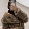 VEST FOURRURE BLANC TACHES MARRON