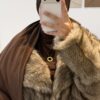 VEST FOURRURE BLANC TACHES MARRON