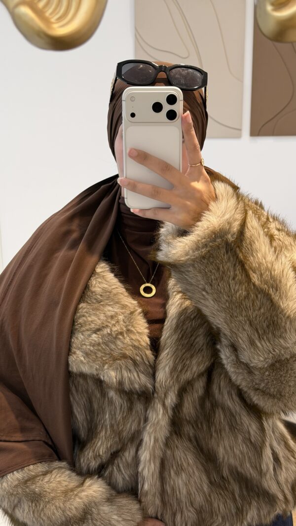 VEST FOURRURE BLANC TACHES MARRON